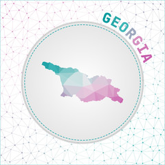 Vector polygonal Georgia map. Map of the country with network mesh background. Georgia illustration in technology, internet, network, telecommunication concept style . Superb vector illustration.
