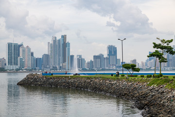 Panama City: view of the bay with the modern area of the town in the background.