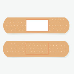Vector set illustrations of band aids.  Adhesive plaster isolated on white background