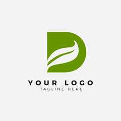 D Letter LOGO with leaf negative space logo simple and MODERN logo