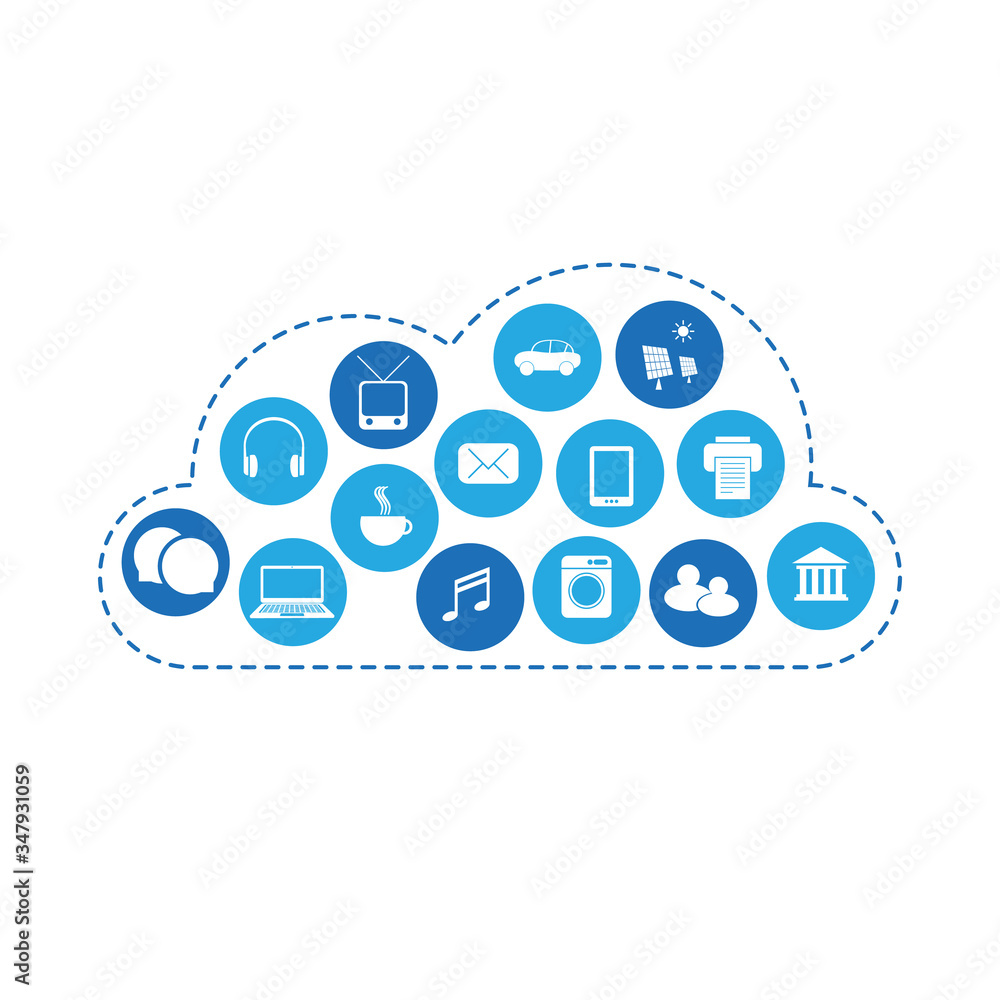Poster cloud computing technology design concept with icons - digital network connections, internet service