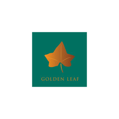 a simple modern elegance logo of golden leaf with  color background for your brand or business identity