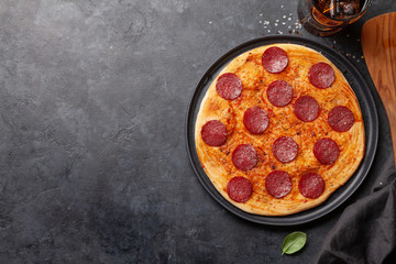 Tasty homemade pizza with pepperoni