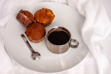 cup of coffee and chocolate cake