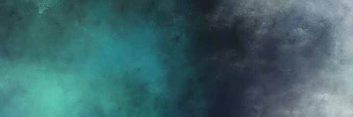 Fototapeta na wymiar beautiful dark slate gray and medium aqua marine color background with space for text or image. vintage texture, distressed old textured painted design. can be used as horizontal header or banner