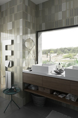 Bathroom with special tile design
