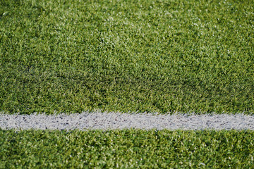 white line football corner on green field