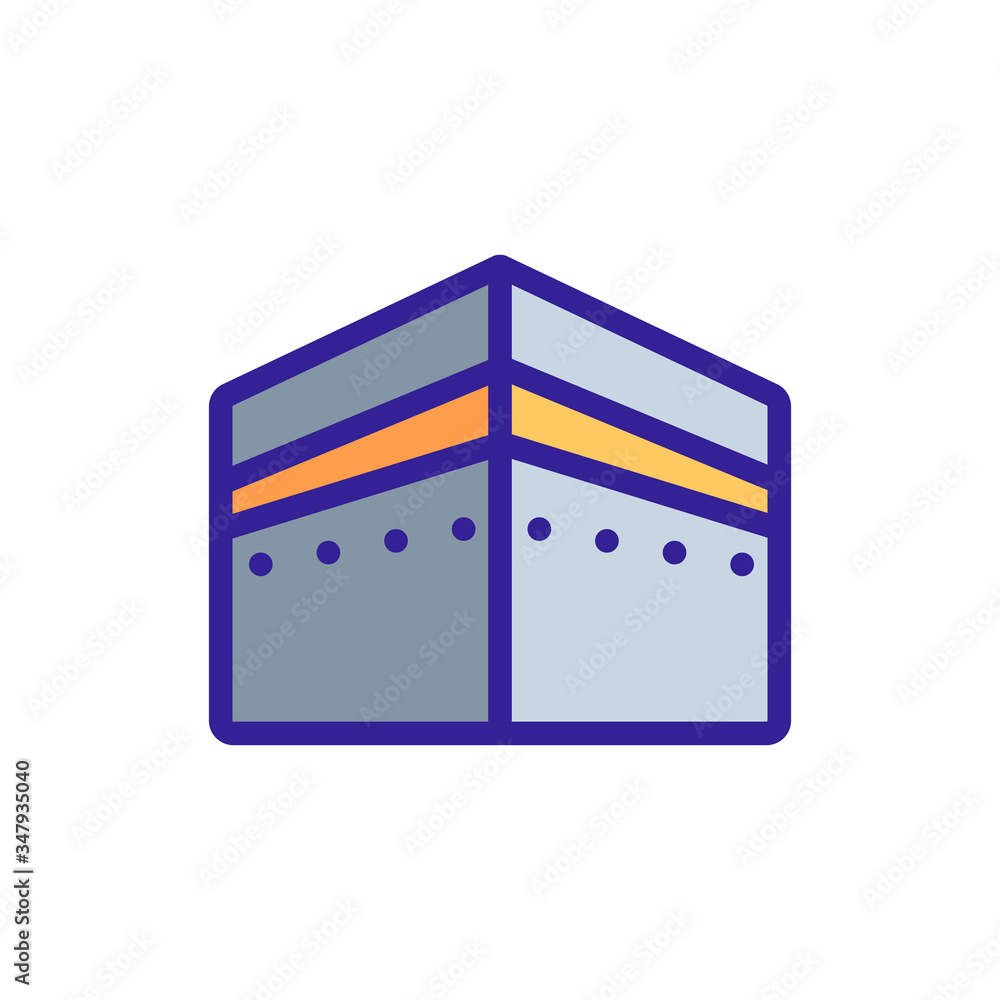 Poster kaaba stone angular view icon vector. kaaba stone angular view sign. color symbol illustration