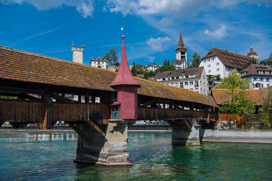 wooden bridge in Lucerne / Switzerland
