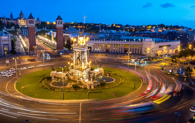 Barcelona - Espana square at night, Spain