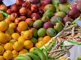 fruits and vegetables on a market
