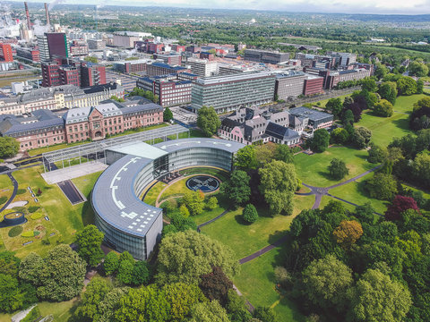 Headquarters and factory of Bayer AG - one of the largest pharmaceutical companies in the world. Leverkusen, Germany - May 2019