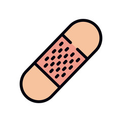 medicine concept, aid band icon, line and fill style
