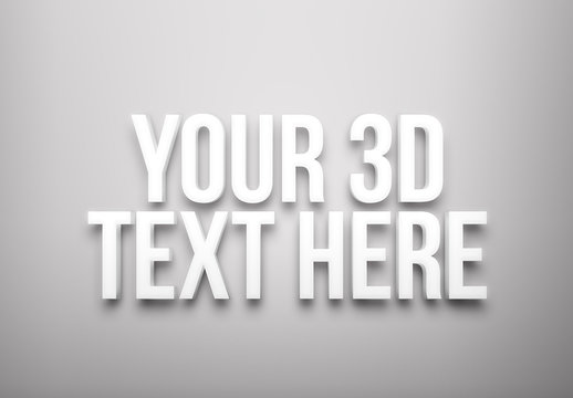Minimal White 3D Text Effect Style Mockup