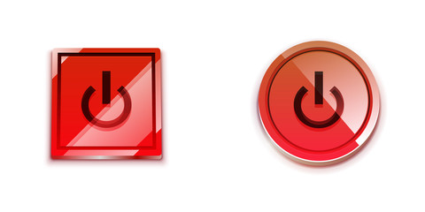 Glossy power web button, vector icon