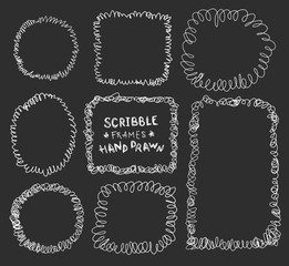 Hand drawn doodle scribble frames, chalkboard design