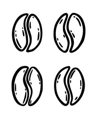 Group of roasted coffee beans, caffeine symbol