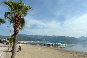 On the beach in the sea city of Marmaris. Turkey
