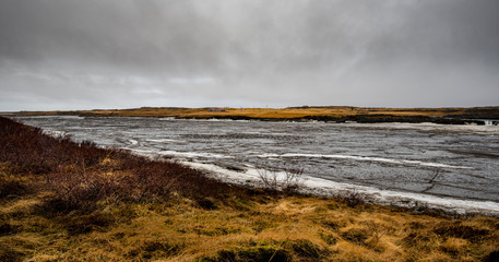 Frozen lake landscape in winter in Iceland
