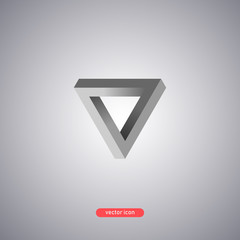 Penrose triangle icon on a gray background.