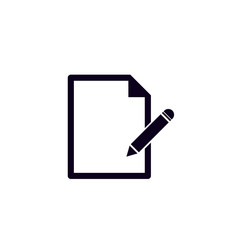 pencil and paper icon on white background.