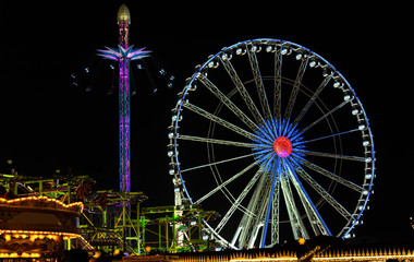 Illuminations of theme park at night