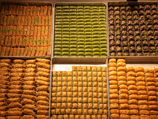Sweets in the Grand bazaar shops in Istanbul, Turkey