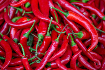 Red bell peppers background, bunch of red bell peppers.