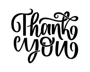 Thank You handwritten inscription. Hand drawn lettering. Thank You calligraphy. Thank you card