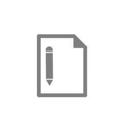 pencil and paper icon on white background.