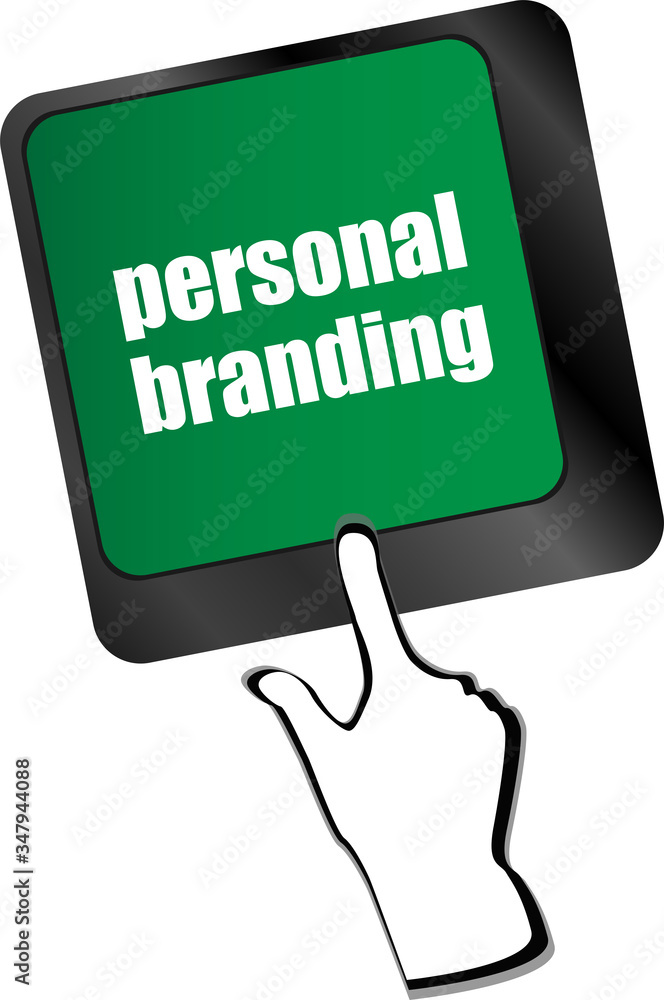 Poster personal branding on computer keyboard key button