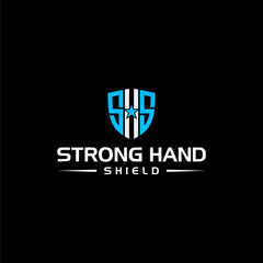 Bold and masculine logo design of letter SHS and shield on black background colours - EPS10 - Vector.