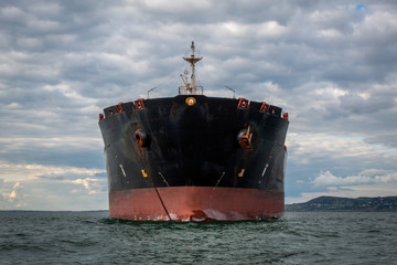 A Large Ship's Bow From the Sea