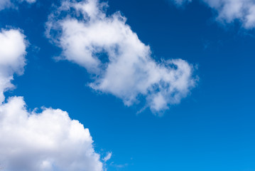 Beautiful sky with volumetric clouds, and the rays of the sun. 