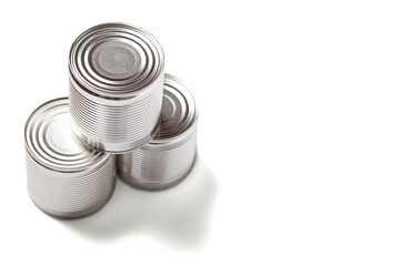 Clear metal cans. Canc with preservation on a white.