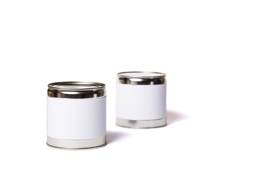 Two cans without lables. Metal cans isolated on a white.