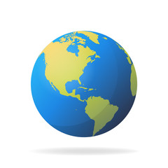 Modern 3d world map concept isolated on white background. World planet, vector earth sphere illustration