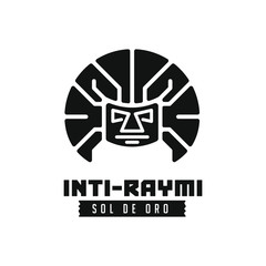 Golden mask. Gold Sun. Inti Raymi Ecuador Peru emblematic symbol of an ancestral and cultural celebration of the Andean peoples for the winter solstice.