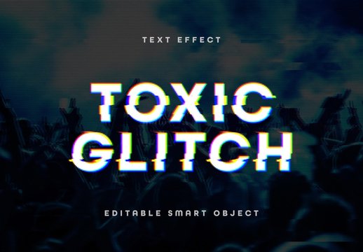 Pixelated Color Distorted Glitch Text Effect Mockup