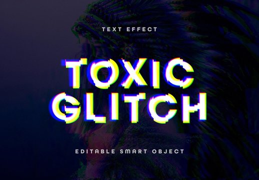 Pixelated Distorted Glitch Text Effect Mockup