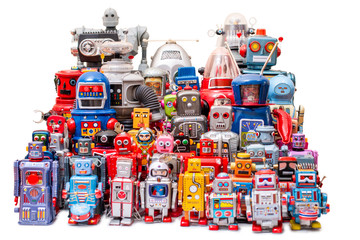 Vintage tin robot toys