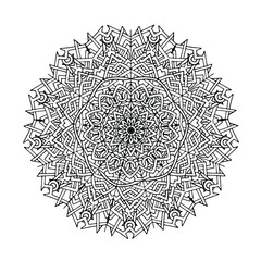 Geometric mandala coloring. A round pattern. Are observed. Hand-drawn coloring book for children and adults. Drawings with patterns and small details. See more coloring pages in the collections. Vecto