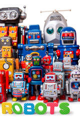 Vintage tin robot toys