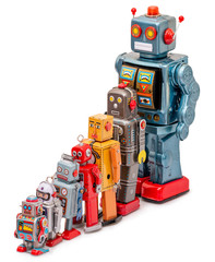 Vintage tin robot toys