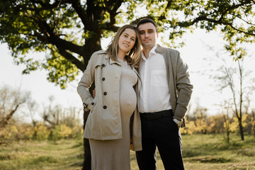 portrait of a pregnant couple,future parents,happy young family is pregnant