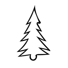 Fototapeta premium Christmas tree hand drawn element in doodle style. vector scandinavian monochrome minimalism. forest