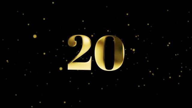 2D-Animation, Goldene Zahl 20, Geburtstag, Jubiläum, Jahrestag