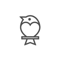 Obraz premium Simple line bird logo with heart symbol for health care, jewelry, natural, eco brand. Park, garden, charity minimal logo. Valentine day love illustration.