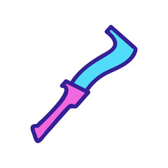 garden knife with hook icon vector. garden knife with hook sign. color symbol illustration