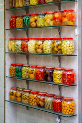 Homemade Pickled Vegetables in Jars Ready to Eat.